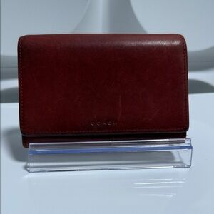 VINTAGE COACH Fold Wallet in Wine Red